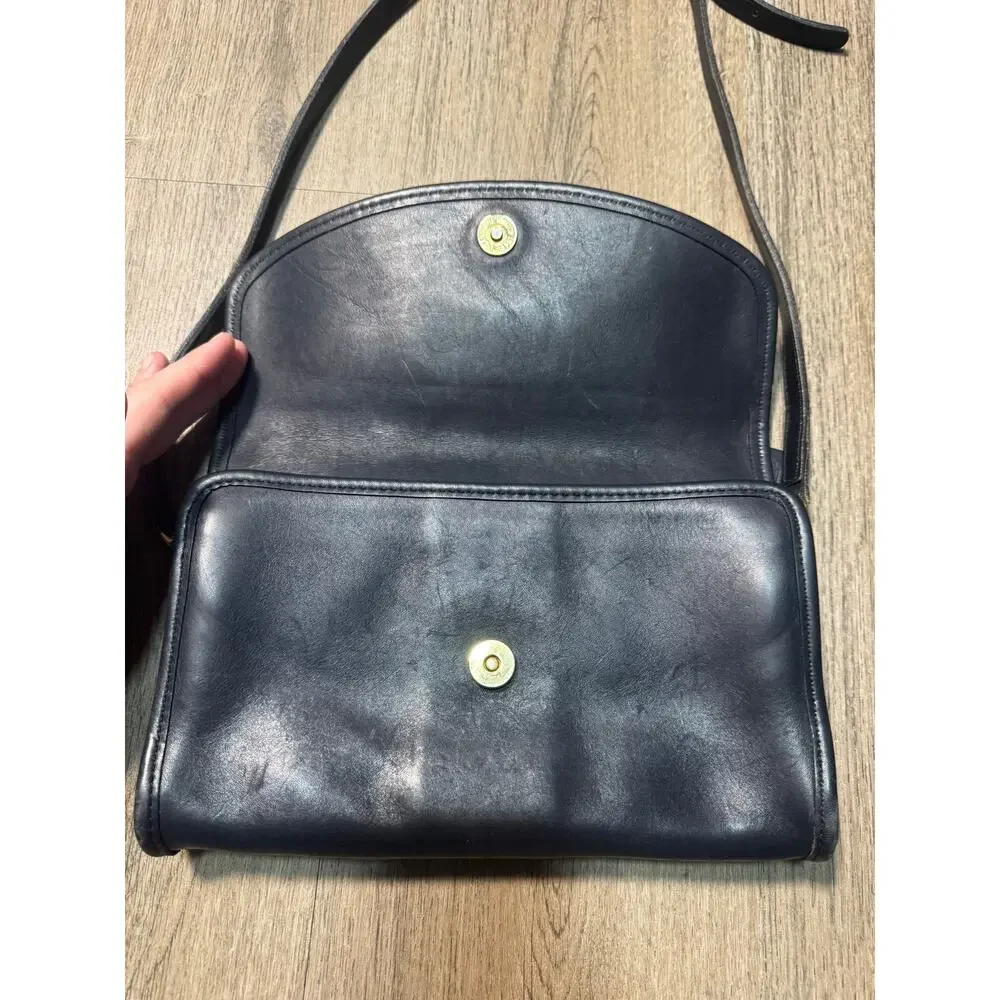 Vintage 1994 Coach Sterling Clutch 9945 Navy Leather